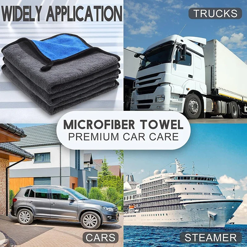 Professional Microfiber Towels for Cars Wash Drying 800 GSM Thick Plush Cleaning Cloth Auto Detailing Absorbent Car Drying Towel