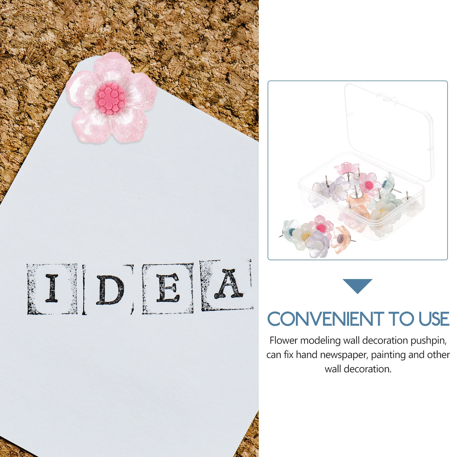 20Pcs Flower Shaped Pushpins Premium Multi-Function Thumbtacks for Office Home DIY Wall Decoration Map Supplies