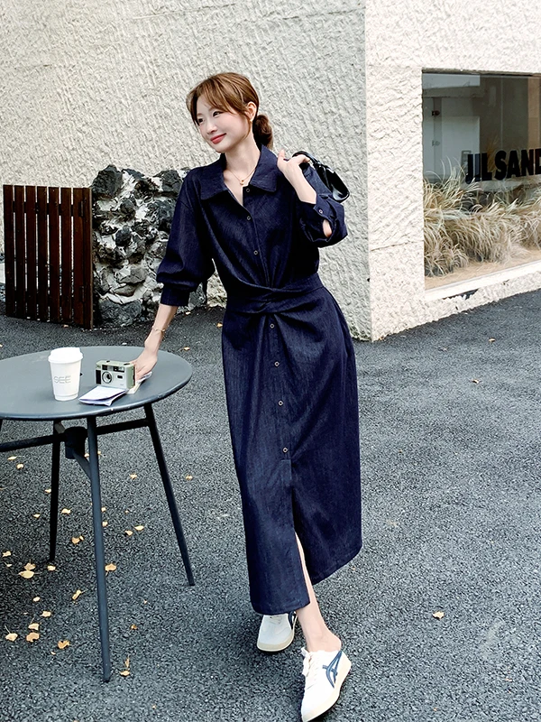 

Новая женская джинсовая юбка макси с завышенной талией в корейском стиле, коллекция ранняя осень 2026