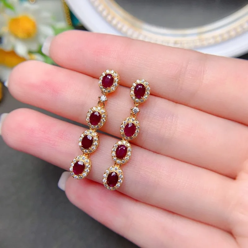 New Arrival 3x4mm Drop Earring 8pcs Burma Natural Pigeon Blood Ruby for Women Daily Wear