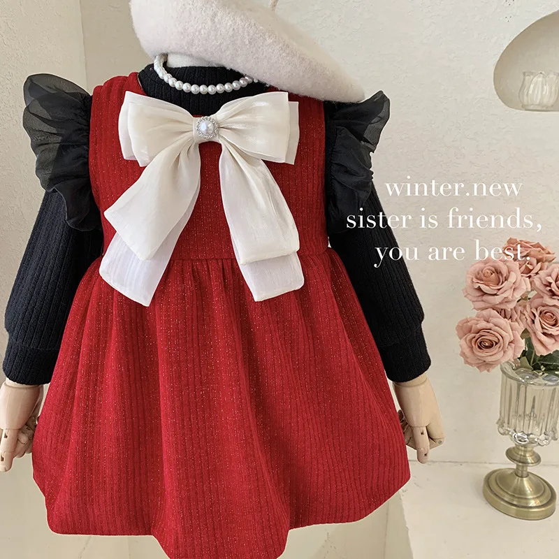 Girls\' Classic Style Winter New Fashionable Fleece-Lined Autumn Baby Birthday Princess Dress