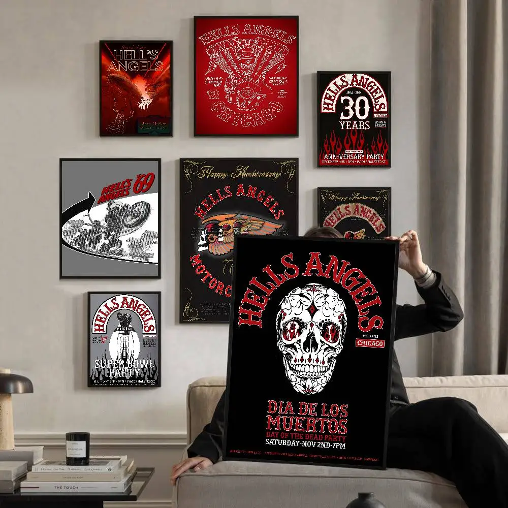 H-Hells A-Angels موتو الكلاسيكية خمر الملصقات خمر غرفة المنزل بار مقهى ديكور الشمال ديكور المنزل