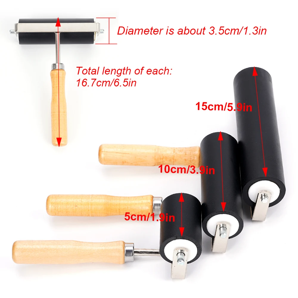 1set/1PCS 3 Sizes 5/10/15cm Heavy Duty Hard Rubber Roller Printing Ink Lino Artists Art Craft Tool Paint Tool Sets