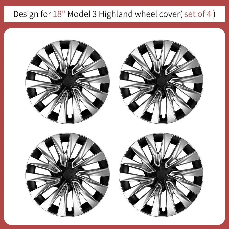 Set van 4 wieldoppen 18-inch turbine-stijl design voor Tesla Model 3 Highland (2024-2026) wieldoppen vervanging wieldoppen volledige velgdop