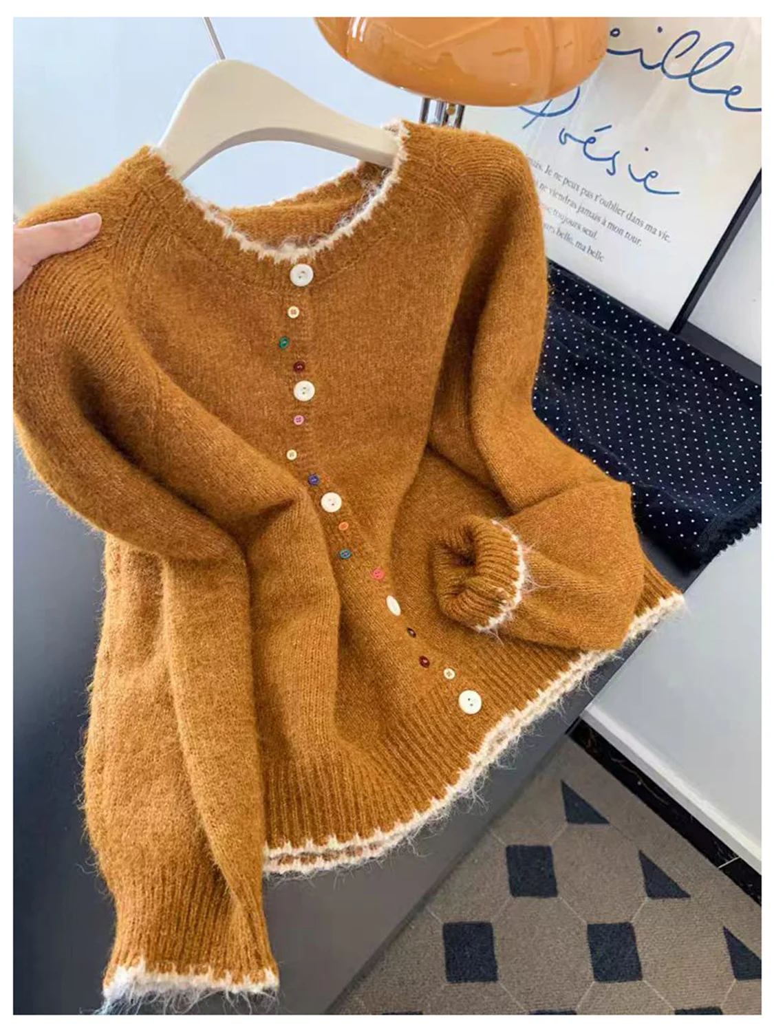 

Мягкий уютный свитер на пуговицах, женский кардиган, осень 2023, новинка Lazy Sle, высококачественная орная верхняя одежда Fraant Sle