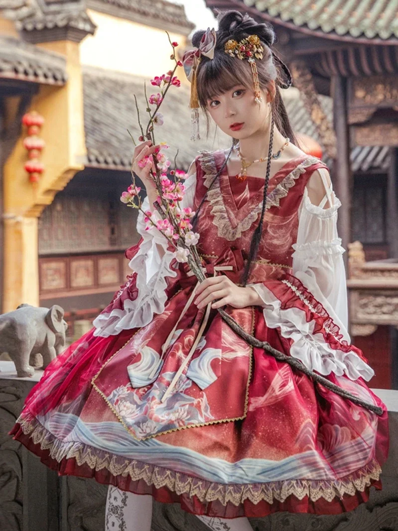 

The Moonlight ~ Vintage Chinese Style Lolita Dress Cold Shoulder Dress by Yomi