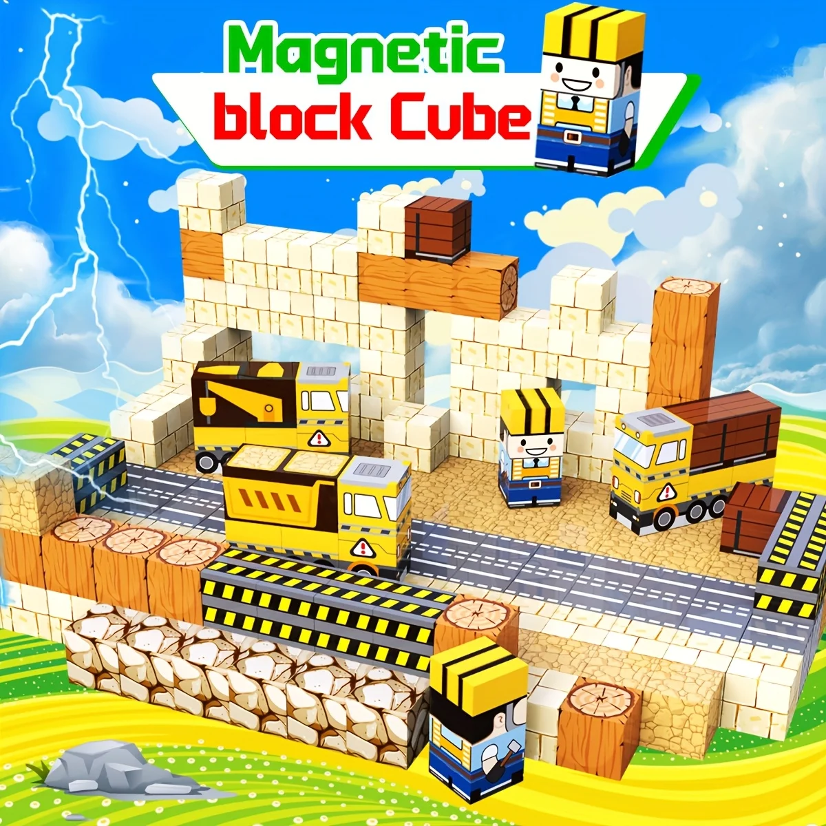 Magnetic Building Blocks Set, Educational Toy, Magnetic Toys for Christmas Halloween Gifts, Perfect Birthday Gift, Random Color