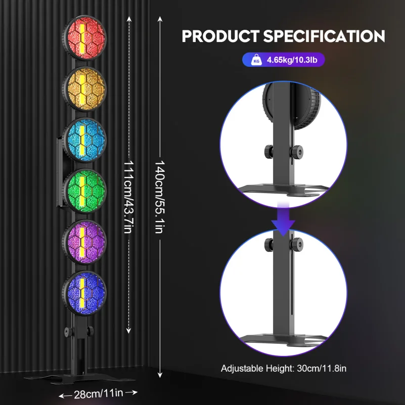 2PCS 6LED Retro Lights 300W RGB COB Linear Vintage Light Stage Effect Lighting Projector for Disco Party Concert Wedding Theater