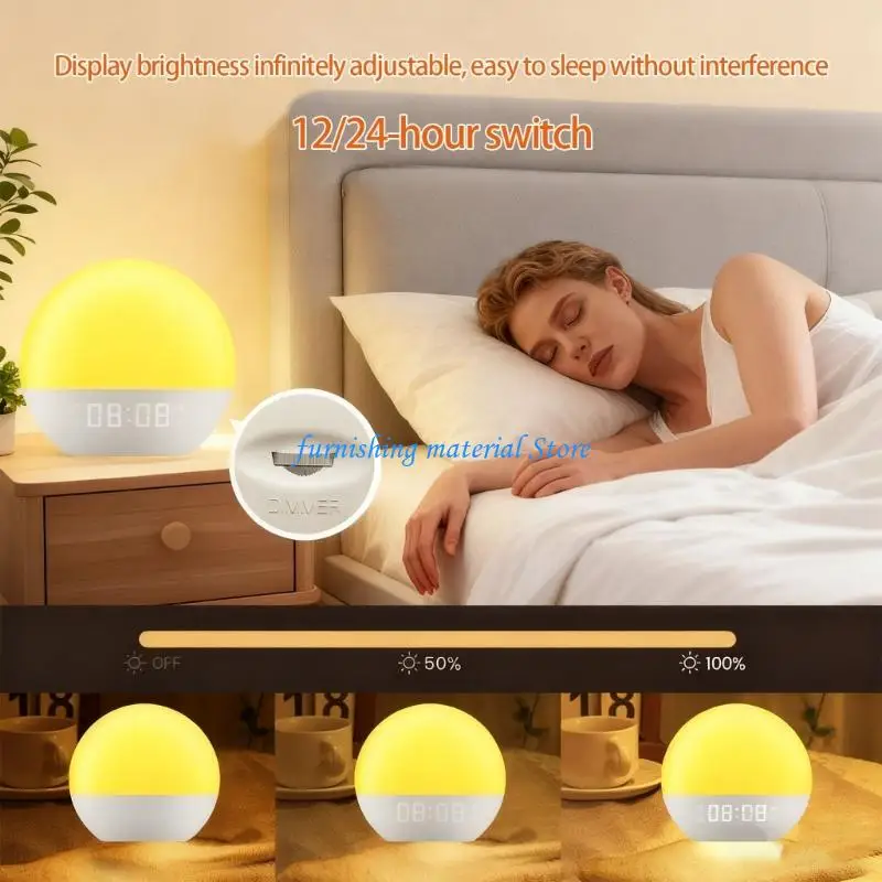 Y5GD صباح مساء مصباح Whir آلة استشارات مهدئة أجهزة إنذار مزدوجة 7 لون Moodlamp ساعة رقمية #4