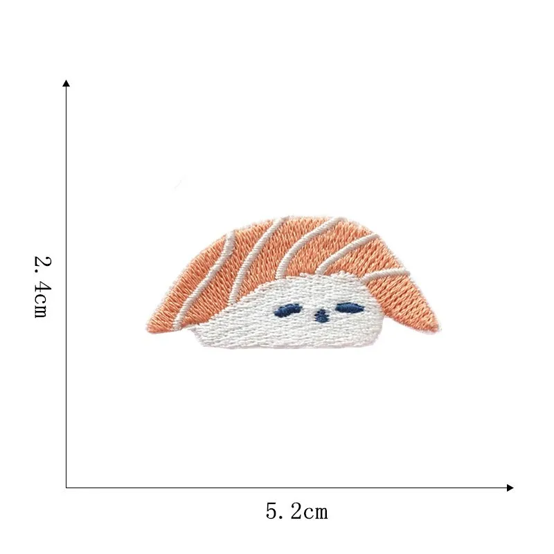 Carnival Sushi Salmon Octopus Food Embroidered Logo Garment Accessories Cloth Sticker Patches Iron-on Bag Clothing For Kid DIY