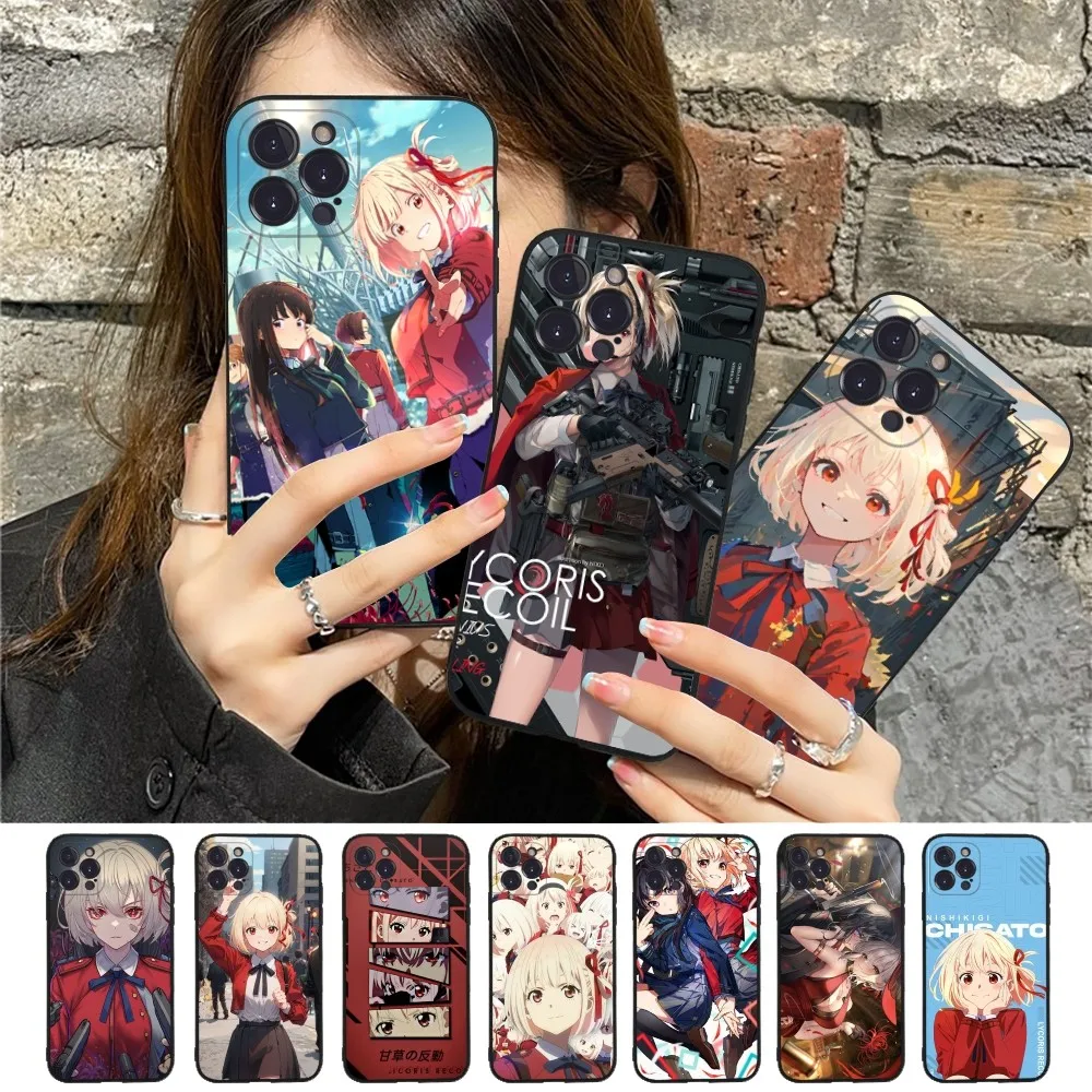 Lycoris Recoil Chisato Nishikigi Phone Case Silicone Soft for iphone 15 14 13 12 11 Pro Mini XS MAX 8 7 6 Plus X XS XR Cover