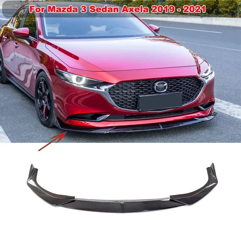 Front Bumper Lip 3PCS For Mazda 3 Sedan Axela 2019 - 2021 Spoiler Side Splitter Protector Cover Guard Body Kit Car Accessories