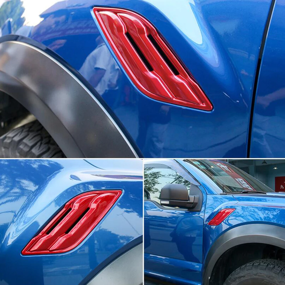 

For Ford Raptor F150 2017 2018 2019 2020 ABS Carbon Fiber Grain Stick-on Side Fender Vent Outlet Cover Trim Car Accessories