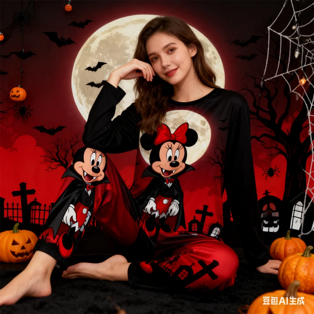 2025 Minnie Mouse Halloween Ropa de casa estampada para mujer Pantalones para dormir Pantalones de pijama de salón suaves y cómodos de invierno