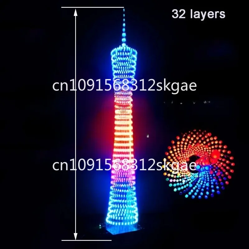 Bluetooth welding kit, colorful Guangzhou Tower, 32 floors, X32 columns, LED light cube, music score, unassembled