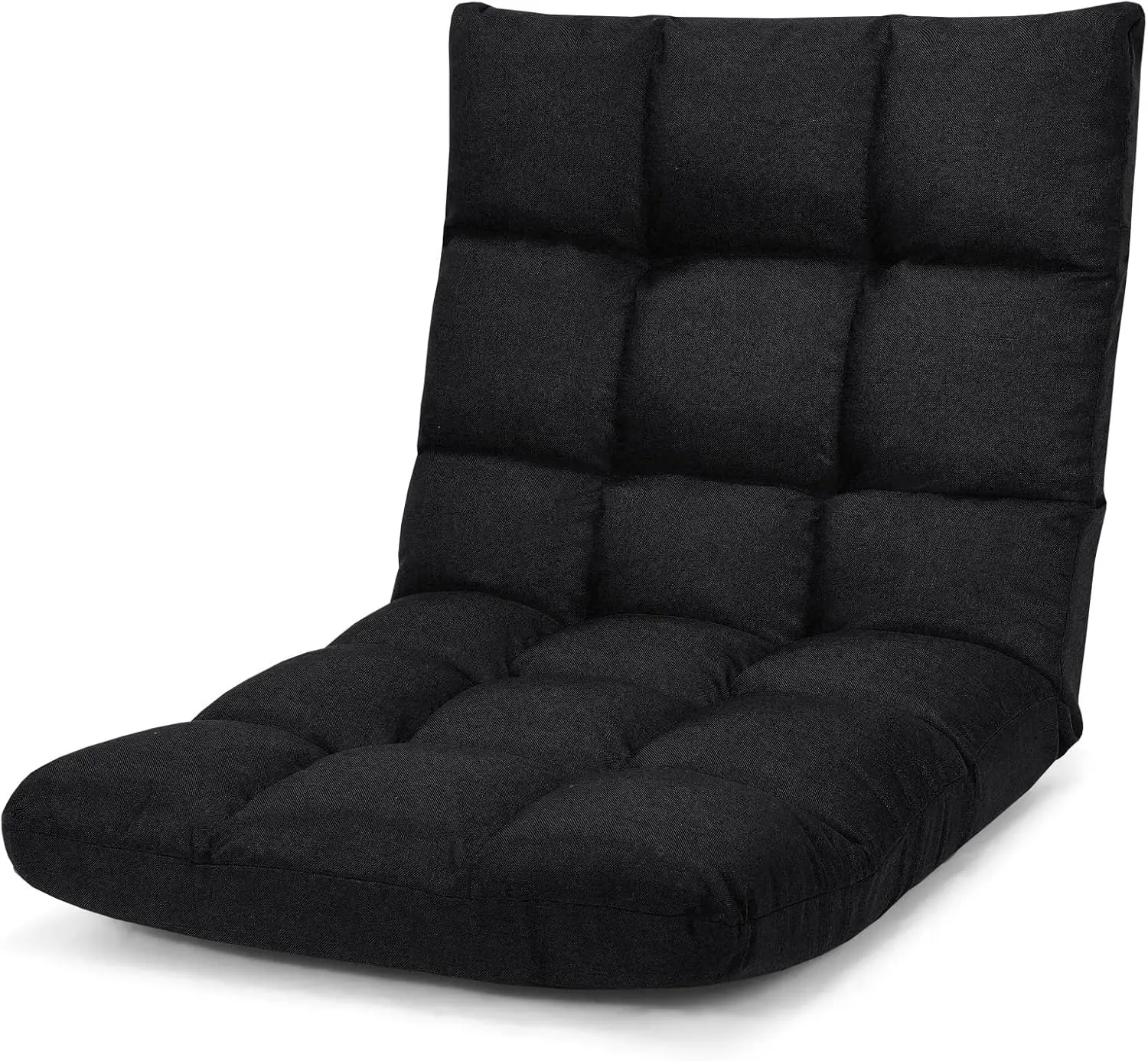

Floor Gaming Chair with 14 Positions, Padded Back Support, Folding Lazy Sofa for Reading, Meditation, Living Room (Black)