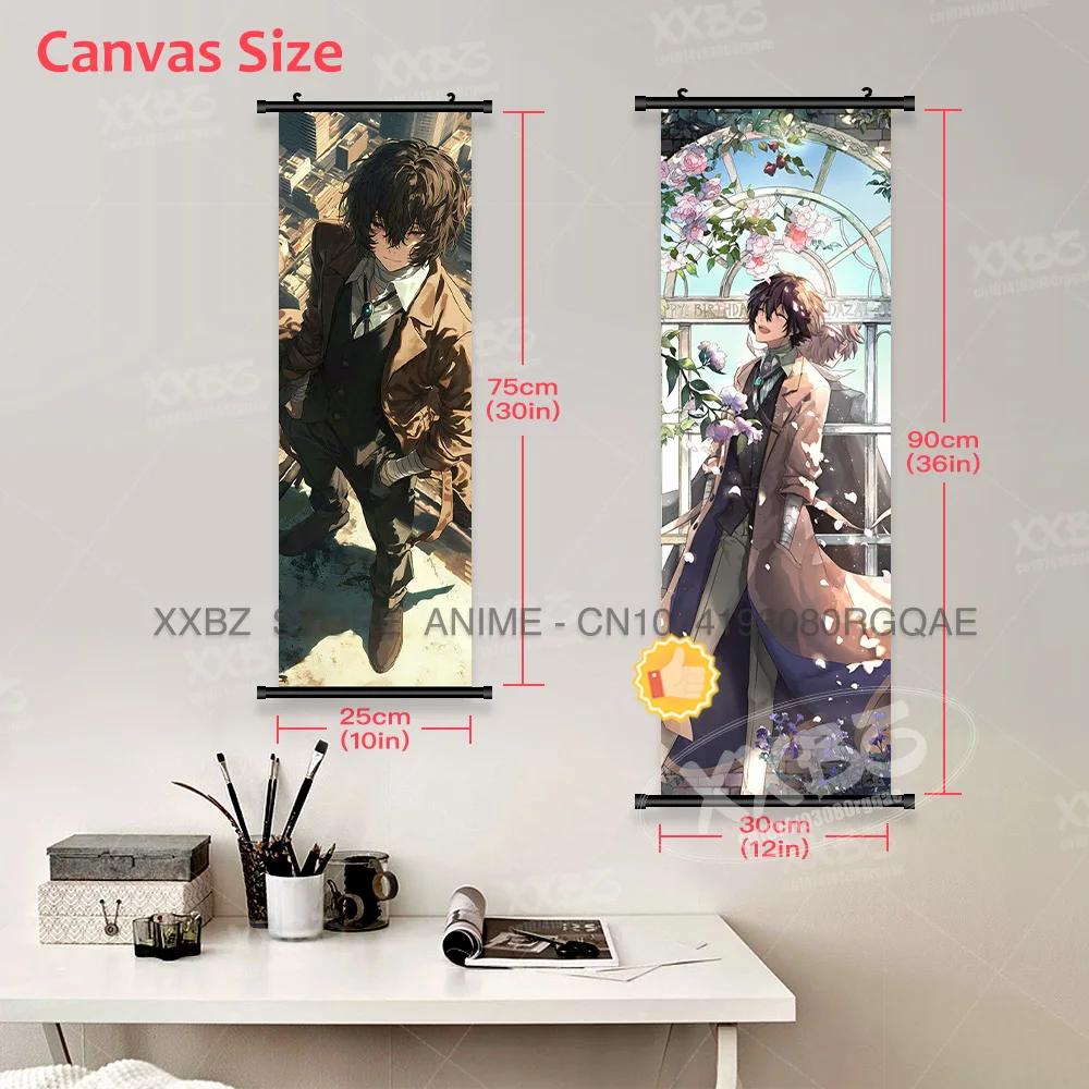 Anime Bungo Stray Dogs Figuren Home Dekoration Wandkunst Hängende Malerei Schriftrollen Bilder Leinwand Dazai Osamu Druckplakat – Detail 5