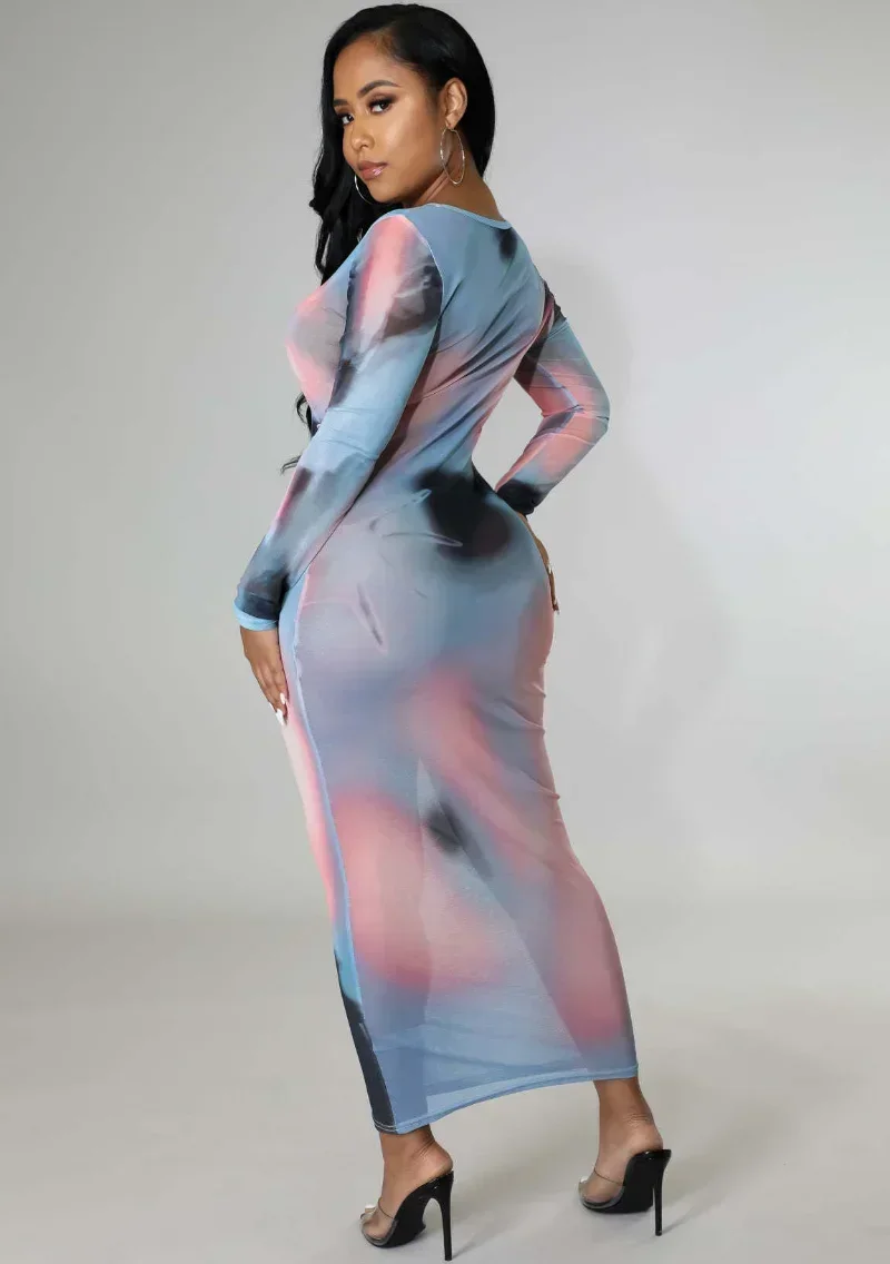 GUWU-Robe longue en maille imprimée en 3D pour femme, transparente, manches longues, midi, maxi, printemps, sexy, batterie, robes de soirée, éducatif, 2024
