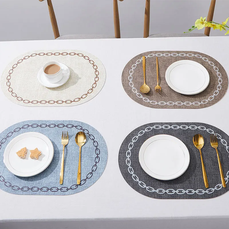 1/4/6 Stück blaue Geschenk-Tischsets in ovaler Form, waschbare Tischunterlage, rutschfeste Tischsets für Esstisch, Küche, Terrasse, Dekoration
