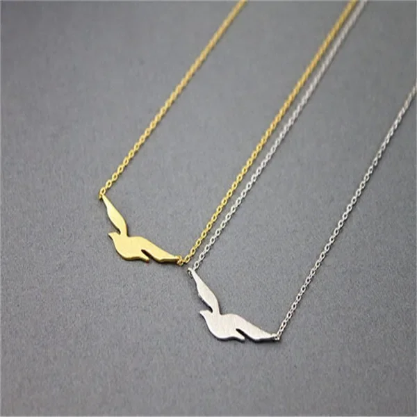 Stainless Steel Cute Flying Bird Seagull Pendant Necklace Seabird Petrel Sea Beach Chain Clavicle Choker for Women Female Girl