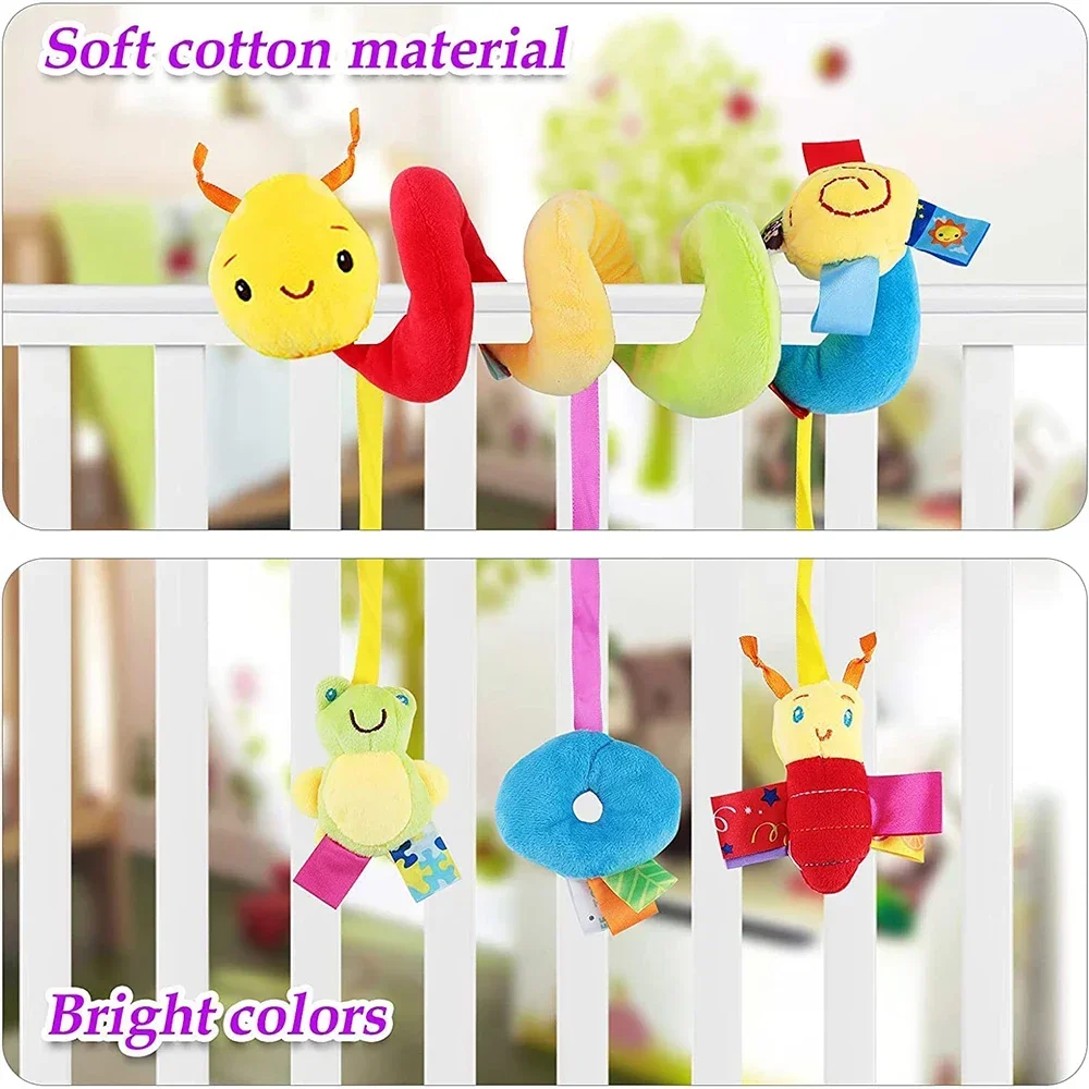 Cute Bee Hanging Toy for Baby Crib Mobile and Car Decor, Soft Plush Animal Nursery Bed Hanger with Safety Bell, Infant Children
