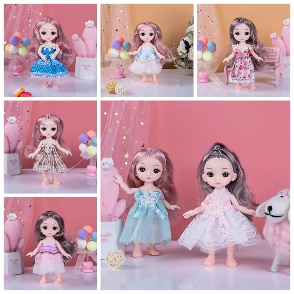 Boneca ajustável BJD Imitation Princess Dress Up Toy, Playset para meninas, presentes DIY, 17cm