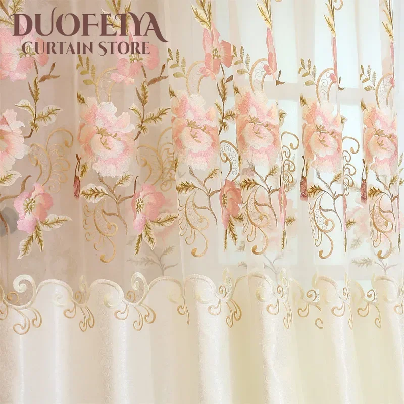 

Classic French Window Curtains For Bedroom High Quality European Luxury Elegant Embroidered Curtains For Living Room