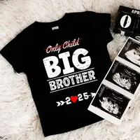 Only Child Big Brother 2025 Printed Boys Shirt Pregnancy Announcement Kids T-shirt Child Summer Tee Short Slieeve Tops Clothes