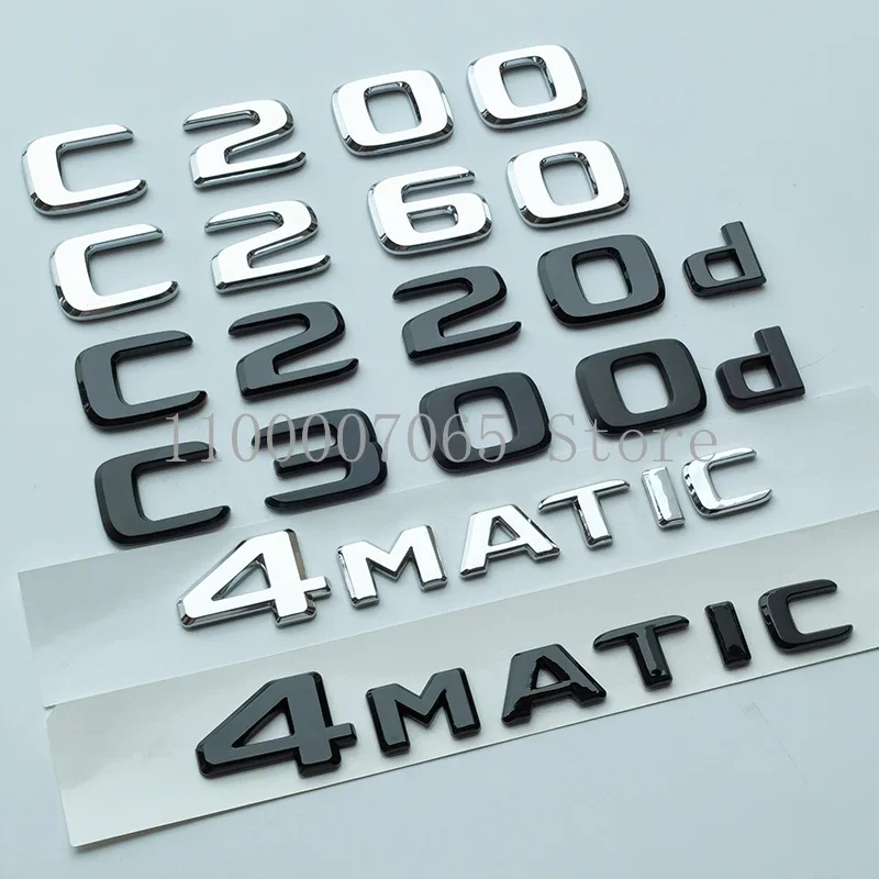 2017 Letters C180 C200 C220 C220d C250d C260 C300d 4Matic ABS Emblem for W204 W205 Coupe Car Trunk Logo Sticker