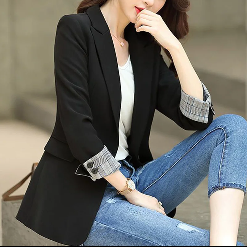 Elegant Solid Color Spliced Pockets Casual Blazer Women\'s Clothing 2023 Autumn New Oversized Office Lady Tops All-match Blazers