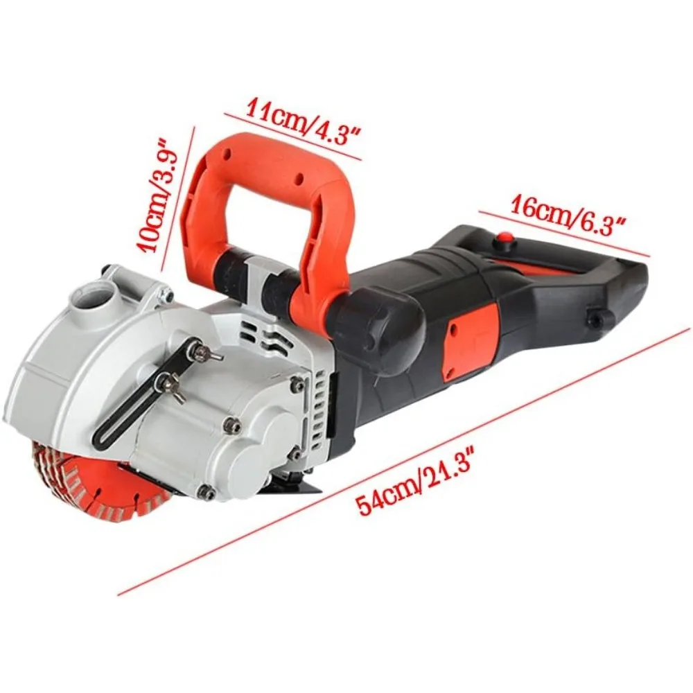 ماكينة قطع الأخدود الجدارية الكهربائية 110 فولت 4800 وات مع صندوق حمل و5 شفرات منشار لفتق الحائط ومطاردة الطوب #5