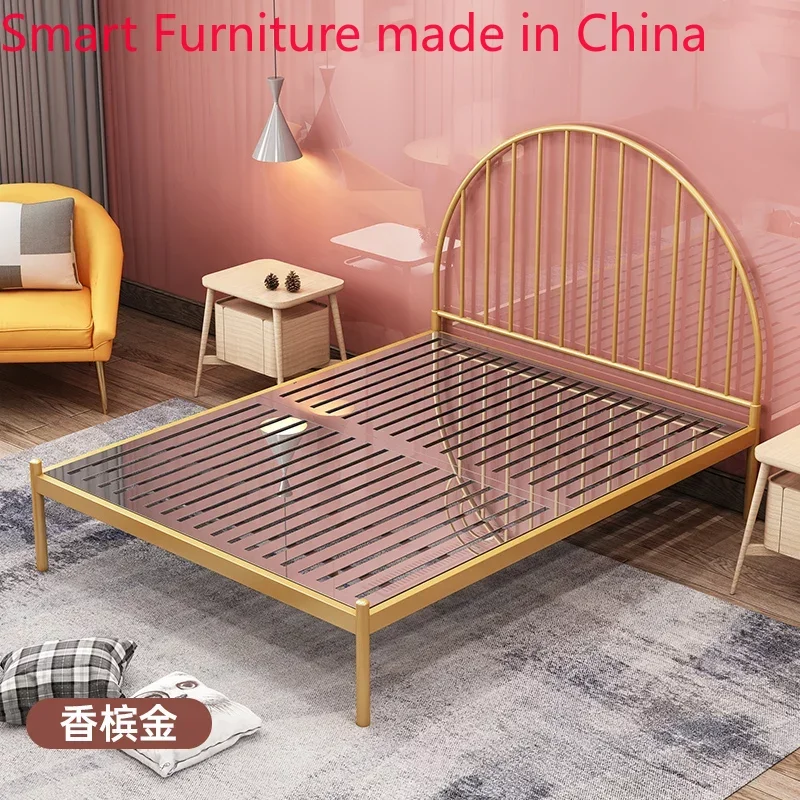 

bed Custom-made stainless steel 1.8m 1.5 modern minimalist princess ins double metal luxury non-wrought iron