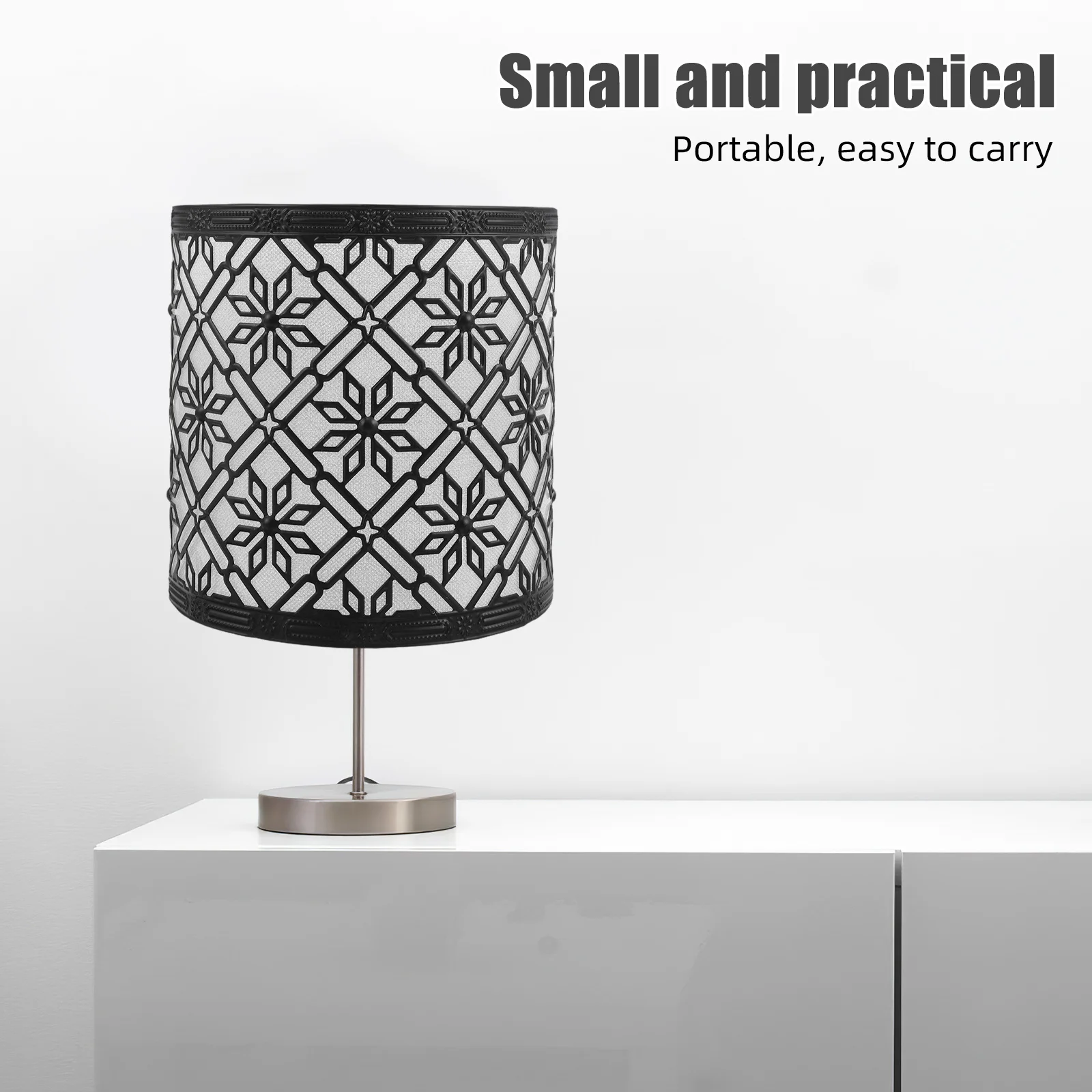

Iron Hollow Out Lampshade: E27 Cylindrical Metal Drum Shade For Table Floor Lamp Black Floral Design Home Decor Lighting