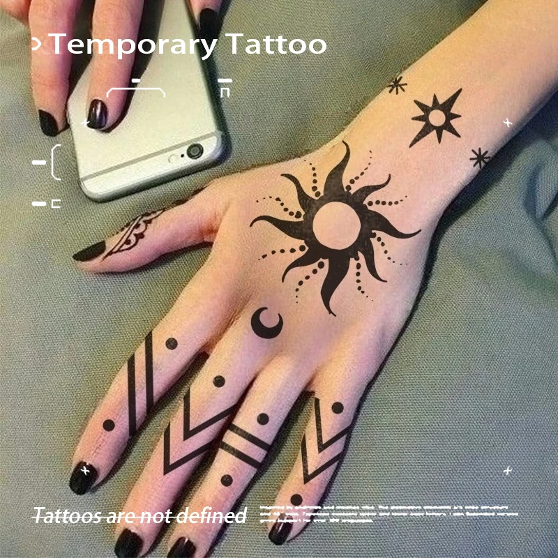 

Татуировки для пар, поддельные татуировки для женщин и мужчин, Солнце, Луна, наклейка на травяной сок, водонепроницаемые временные татуировки, дешевые товары, новинка в игрушках