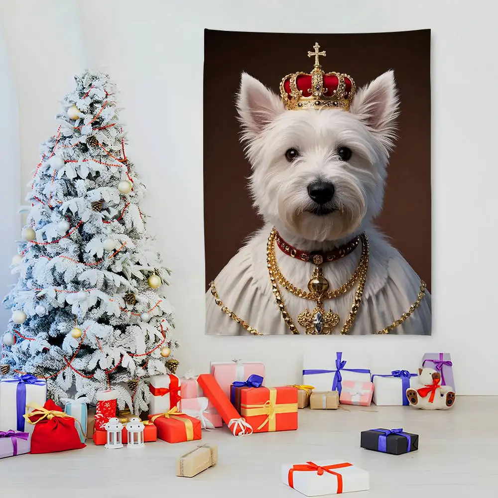 West Highland White Terrier نسيج غرفة النوم المعيشة بار حديقة في الهواء الطلق ستوكات مهرجان الديكور خلفية الفن راية