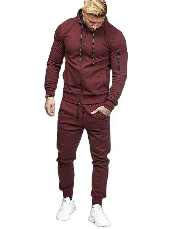 

Мужской спортивный костюм с молниями и декоративными элементами: толстовка с длинным рукавом и брюки для осеннего сезона, для подростков