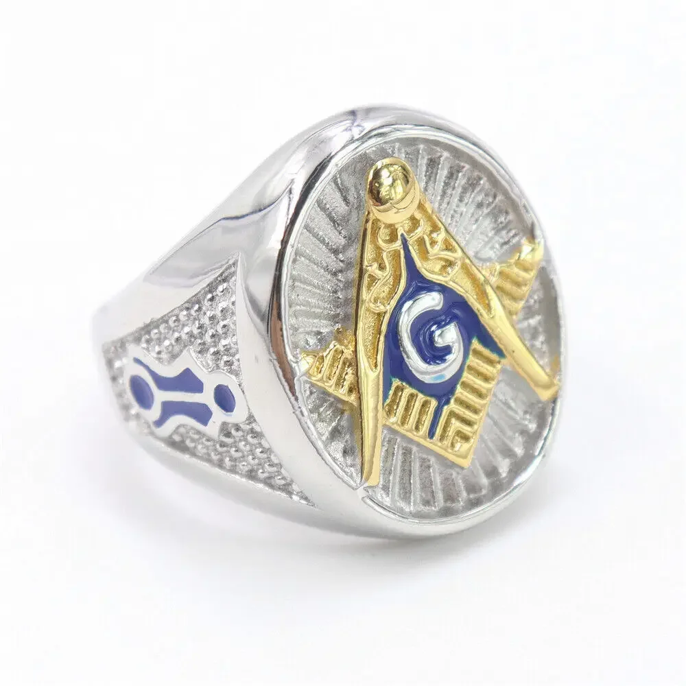 Freemason AG Blue Sticky Stainless Steel Ring Men's Sizes 7-15