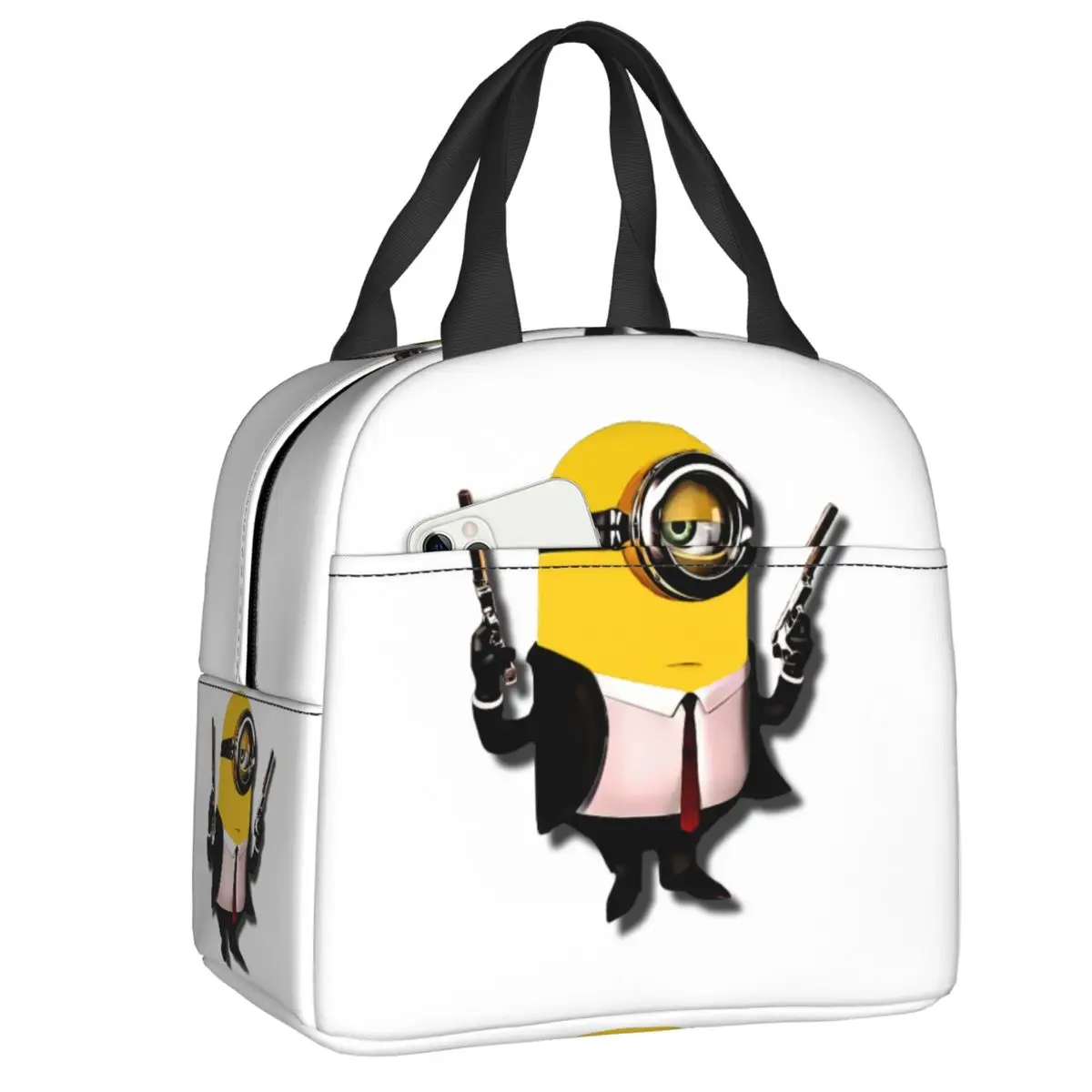 

Изготовленная на заказ сумка для обеда с мультяшным пистолетом M-Minions для женщин, герметичный термохолодильник, ланч-бокс для офисной работы, школы