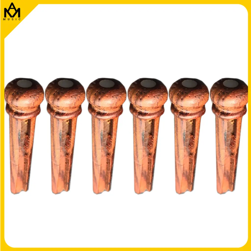 

6Pcs Pure Cocobolo Wood Acoustic Guitar Bridge Pins Abalone Pearl Dot Inlay Durable Guitar String Nails Pin Guitarra Accessories