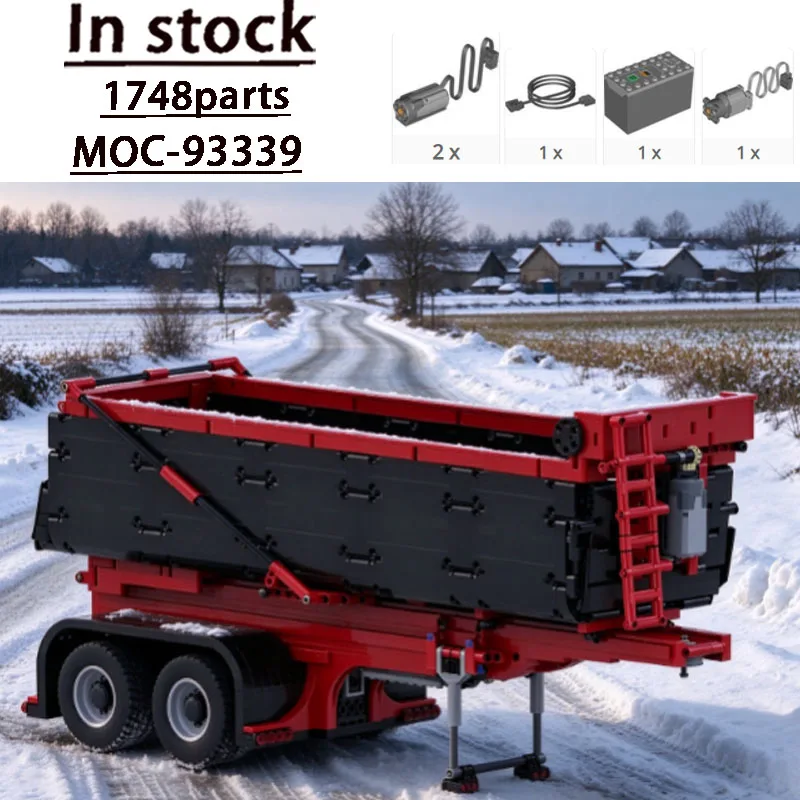 Building Block Model MOC-93339 Hot-Selling Rural Transport Three-Axle Tilt Trailer 1748 Parts Birthday Fun Christmas Toy Gift