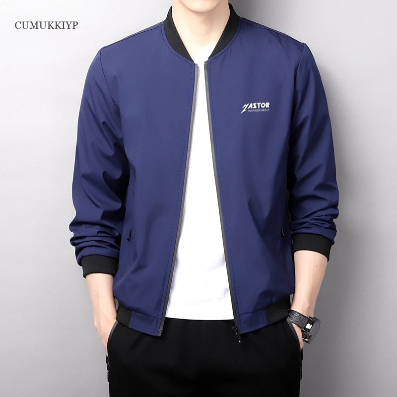 

CUMUKKIYP Fashion-forward Men's Casual Fall Jacket with Zipper Baseball Collar