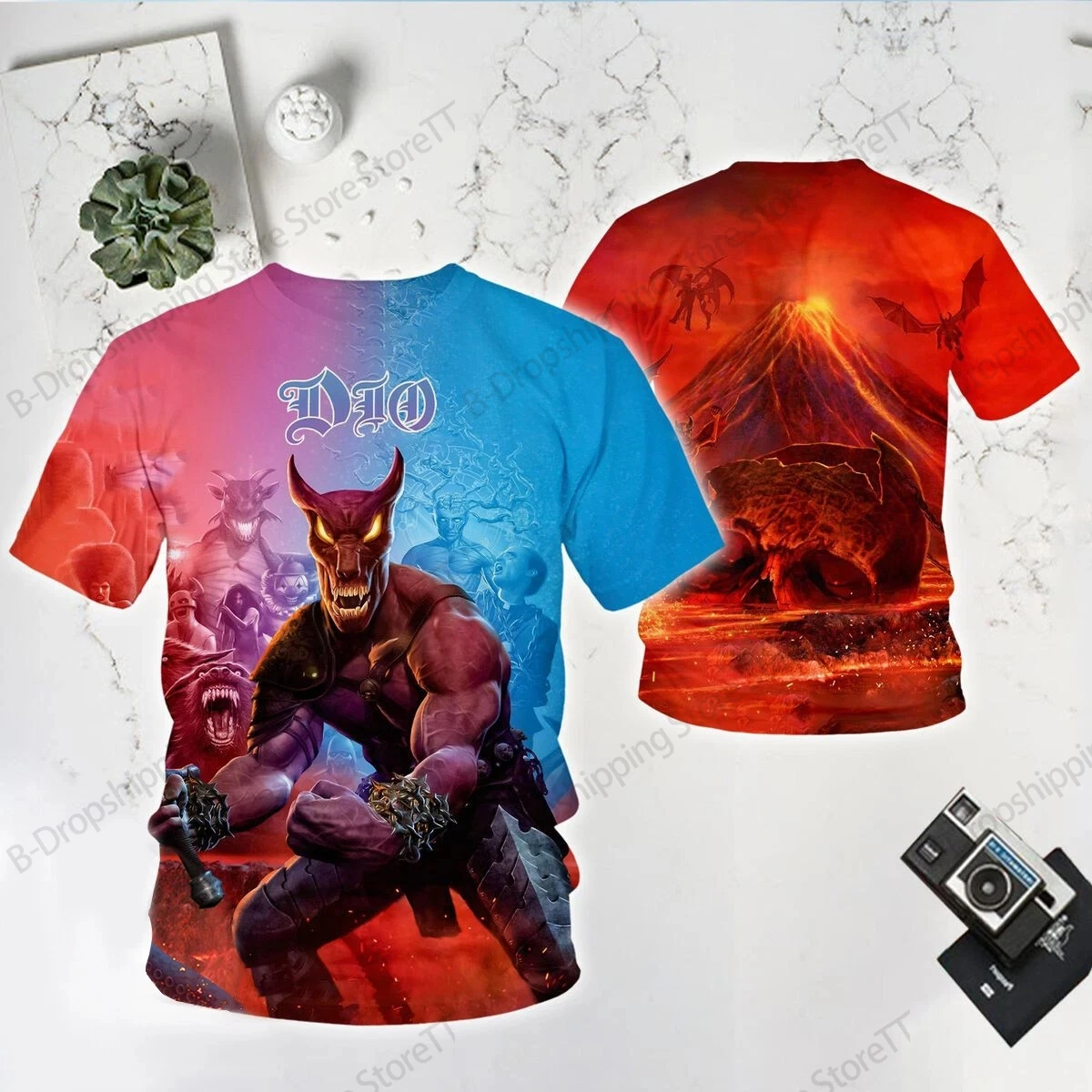 2027 Retro Hip Hop Rock Dio Band 3D Print T-shirt Men Women Fashion Short Sleeve Oversized Tops Tees Men Clothing Street Apparel