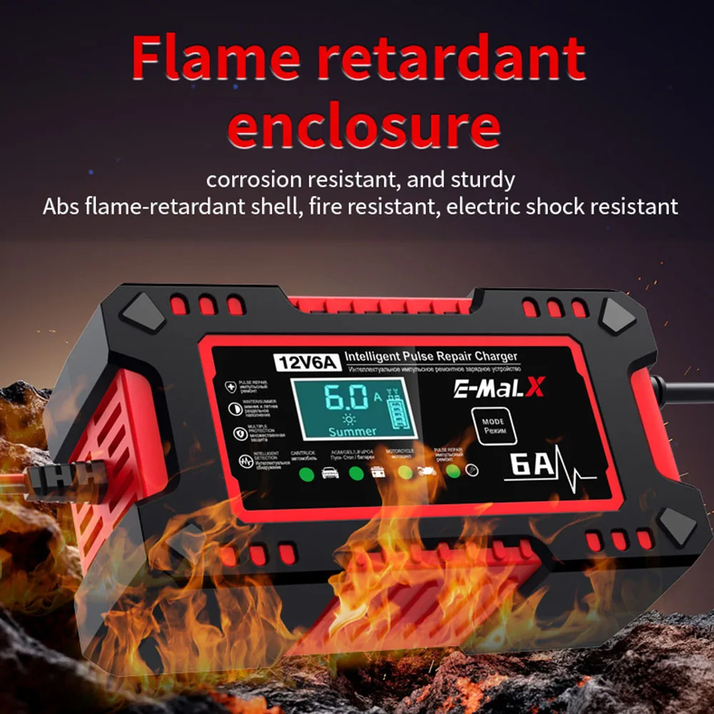 12 فولت 6A ذكي نبض إصلاح شاشة الكريستال السائل الرقمية شاحن بطارية السيارة لسيارات الدفع الرباعي دراجة نارية شاحنة كشف الجهد درجة الحرارة #4