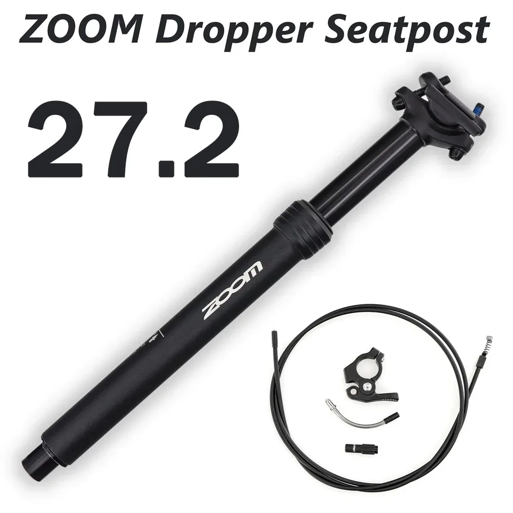 ZOOM Bicycle Dropper Remote Control Telescopic Seatpost 27.2/30.9/31.6mm MTB/Gravel Bike Suspension Seat Post Internal Wiring