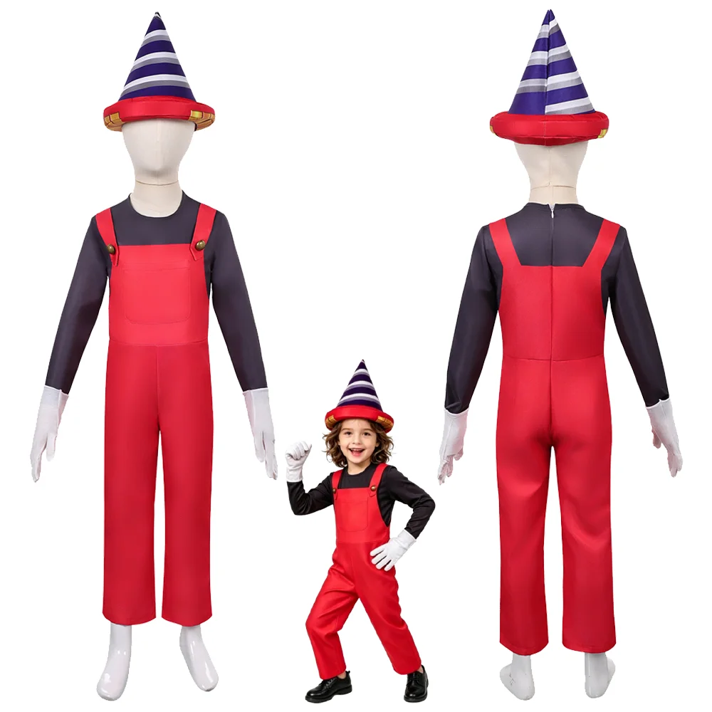 

Kids Super Plumber Costume Anime Game Jumpsuit Children Boy Girl Cosplay Outfit Halloween Carnival Fancy Fashion Disguise Dress