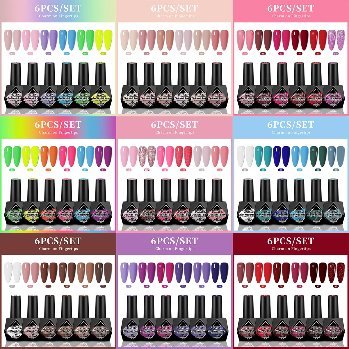 6 unids/set de esmalte de uñas de Gel para todas las estaciones, Kit de esmalte de Gel UV semipermanente rojo rosa desnudo, todo en uno para remojar la manicura