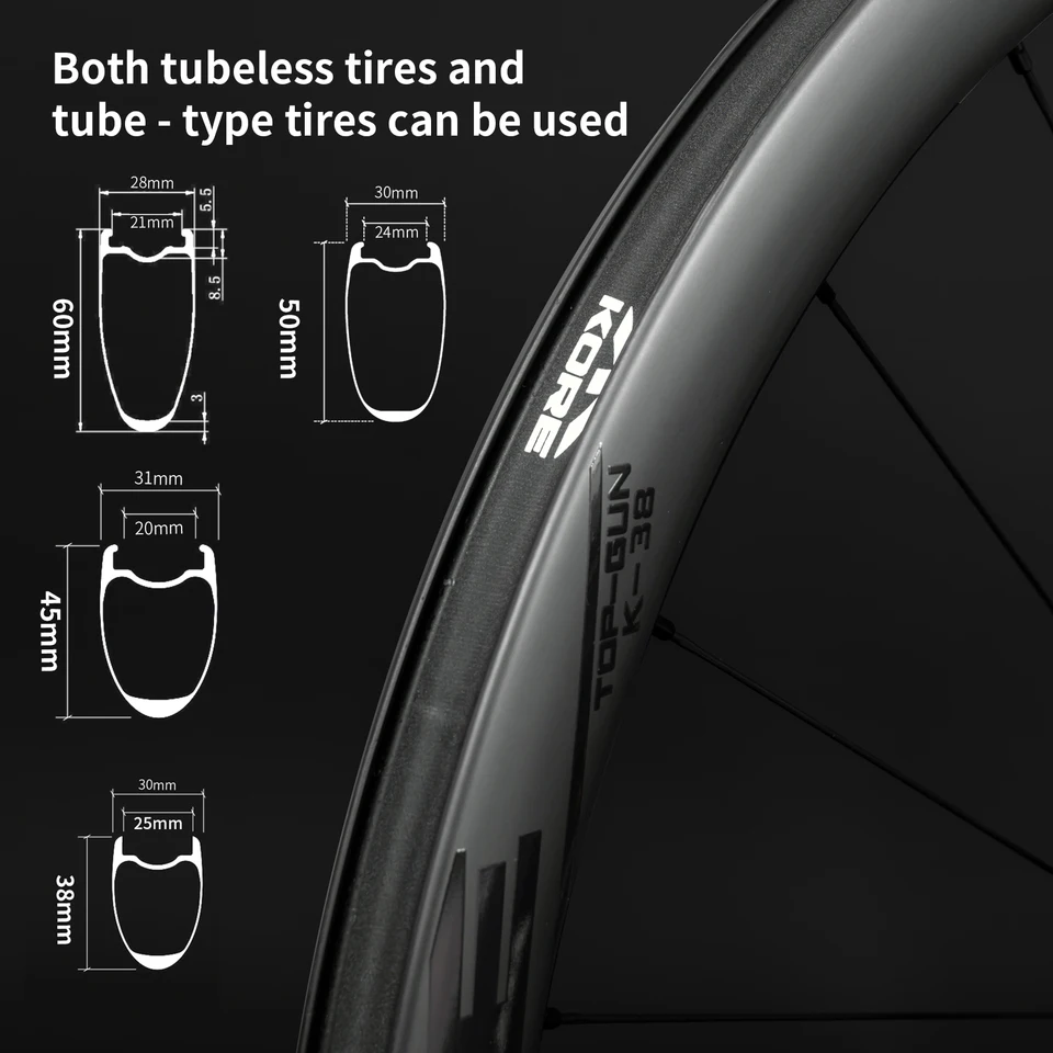 KORE TOP‑GUN Carbon Wheelset 60T Ratchet Hub HG/XDR Freehub