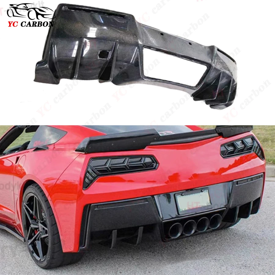 

For Chevy corvette C7 Z06 2014-2019 High quality Carbon Fiber Car Rear Bumper Back lip Diffuser Rear Side Splitters Spoiler Lip