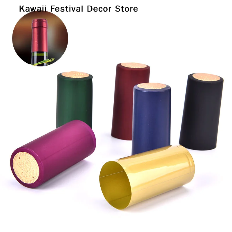 100pcs Wine Heat Shrink Shrinkable Plastic Caps Films Sealing Cap Red Wine Bottle Disposable Sealing Film Heat Shrinkable Film