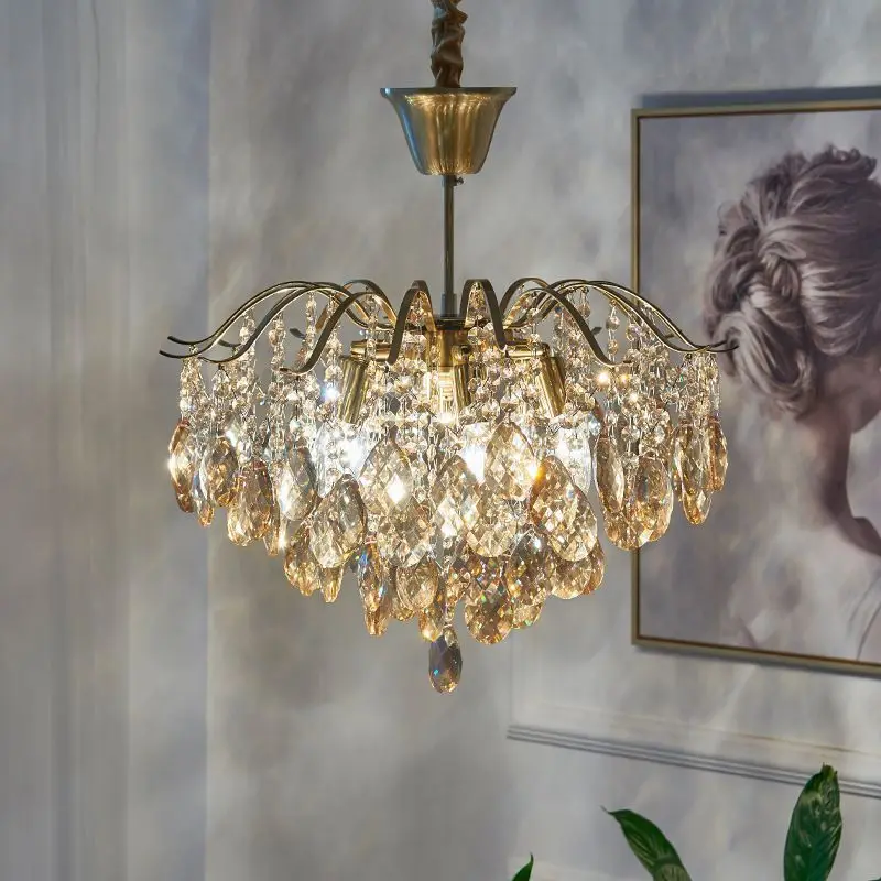 

Full spectrum romantic crystal living room chandelier French American retro bedroom dining room living room light luxury lamps